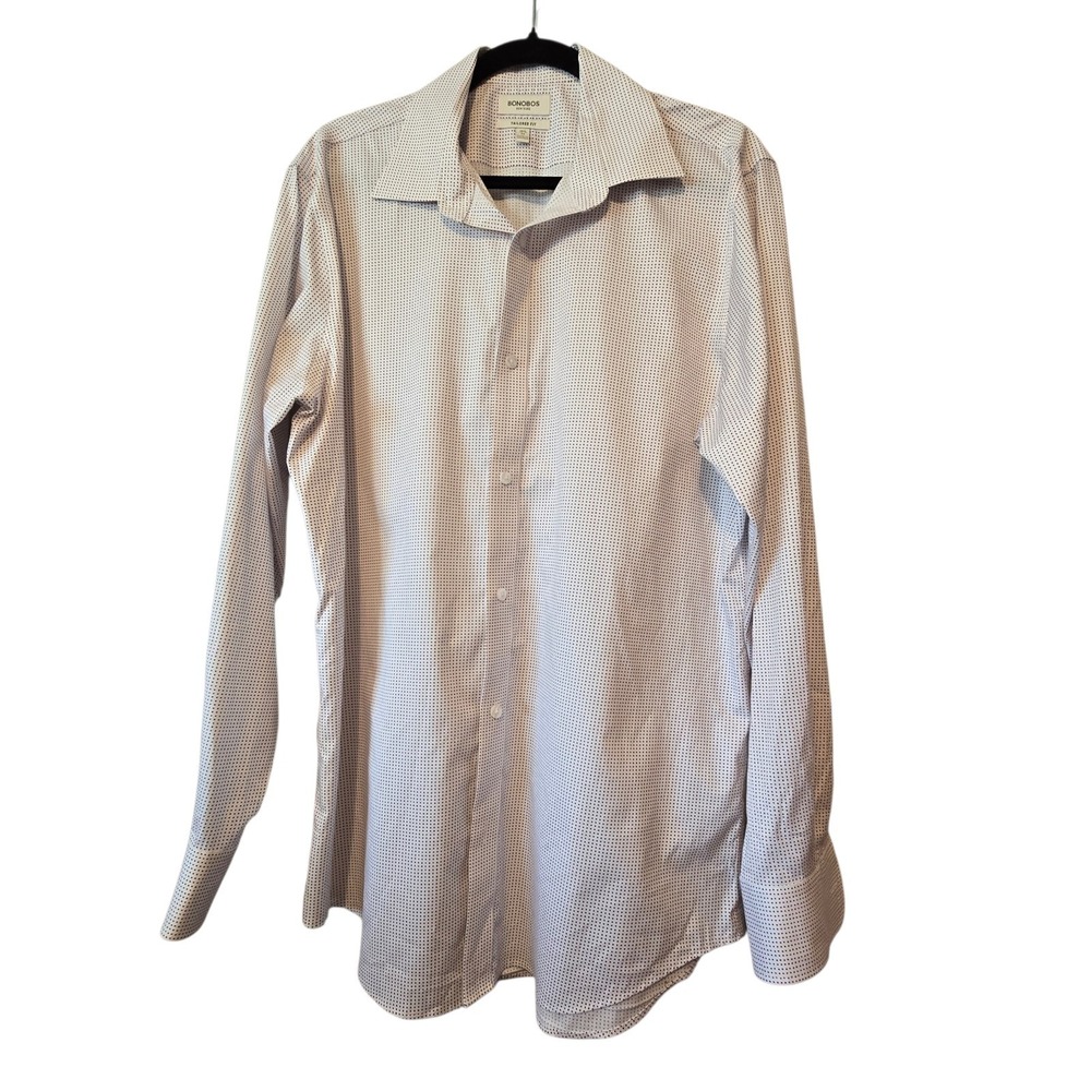 Bonobos Tailored Fit Micro Dot Button Shirt Men 16.5/36 Cotton Spandex Long Slv